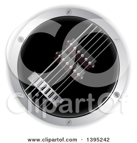 Clipart of a 3d Round Air Guitar with a Metal Border, on White - Royalty Free Vector Illustration by elaineitalia