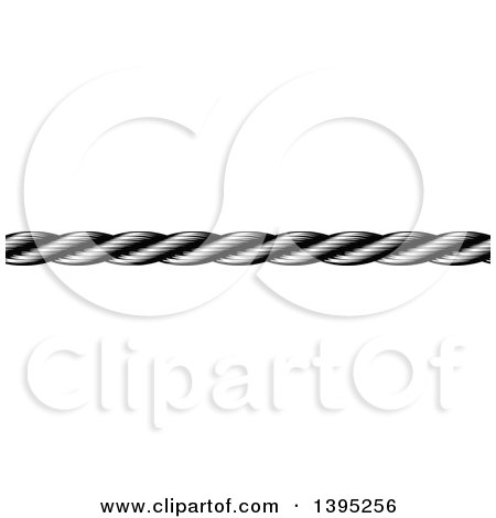 Clipart of a Black and White Woodcut or Engraved Nautical Rope Border - Royalty Free Vector Illustration by AtStockIllustration