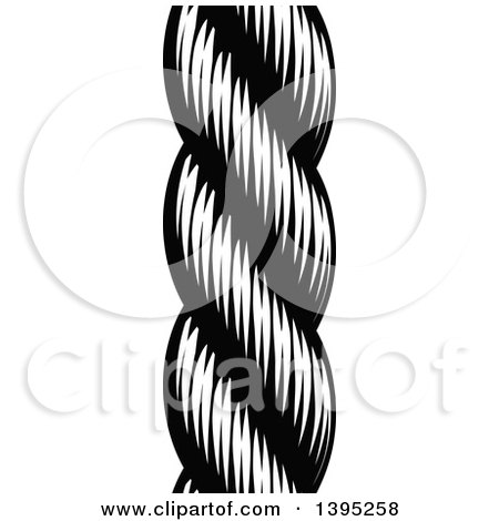 Clipart of a Black and White Woodcut or Engraved Nautical Rope Border -  Royalty Free Vector Illustration by AtStockIllustration #1395258