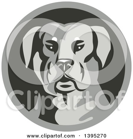 Clipart of a Retro Rottweiler Head in a Circle - Royalty Free Vector Illustration by patrimonio