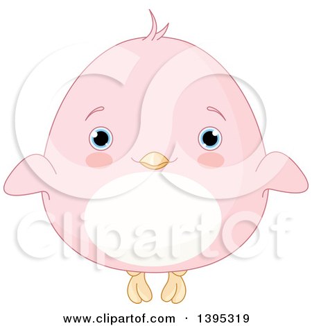 Clipart of a Cute Baby Pink Chick with Blushing Cheeks - Royalty Free Vector Illustration by Pushkin