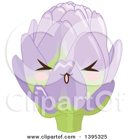 Clipart of a Cute Artichoke Character with Blushing Cheeks - Royalty Free Vector Illustration by Pushkin