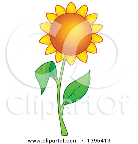 Clipart of a Golden Sunflower - Royalty Free Vector Illustration by visekart