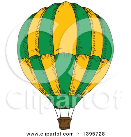Clipart of a Sketched Hot Air Balloon - Royalty Free Vector Illustration by Vector Tradition SM