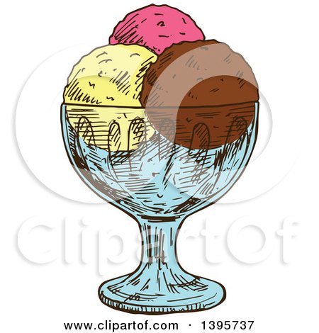 Clipart of Sketched Ice Cream - Royalty Free Vector Illustration by Vector Tradition SM