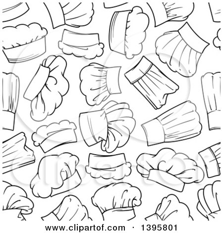 Clipart of a Seamless Background Pattern of Chef Hats - Royalty Free Vector Illustration by Vector Tradition SM