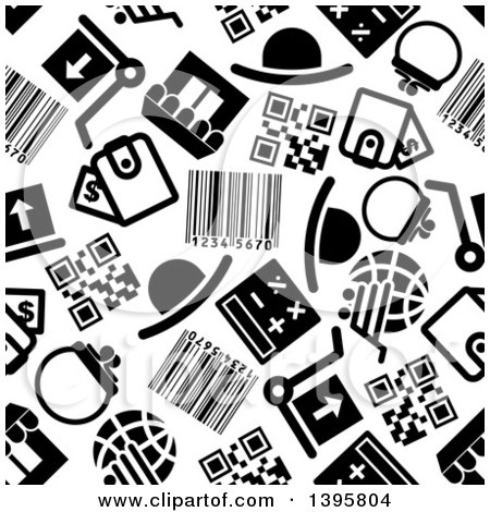 Clipart of a Seamless Background Pattern of Shopping Icons - Royalty Free Vector Illustration by Vector Tradition SM