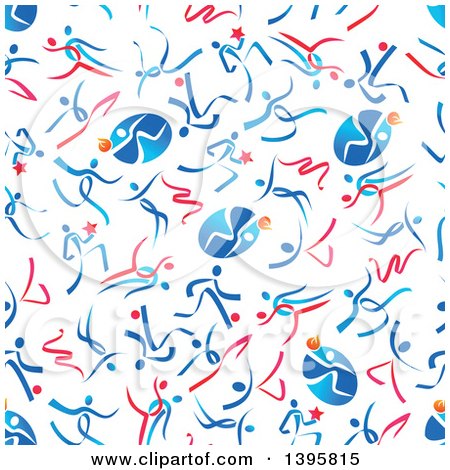 Clipart of a Seamless Background Pattern of Ribbon Athletes - Royalty Free Vector Illustration by Vector Tradition SM