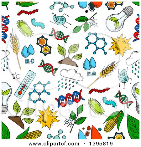 Clipart of a Seamless Background Pattern of Bioengineering Items - Royalty Free Vector Illustration by Vector Tradition SM