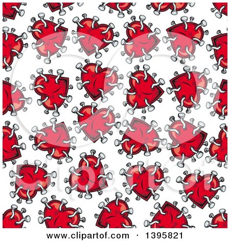 Clipart of a Seamless Background Pattern of Hearts with Nails - Royalty Free Vector Illustration by Vector Tradition SM