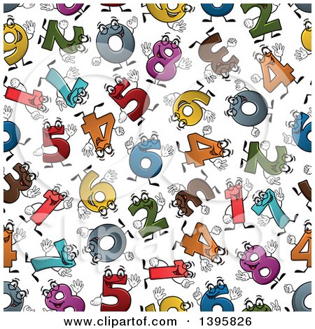 Clipart of a Seamless Background Pattern of Number Characters - Royalty Free Vector Illustration by Vector Tradition SM