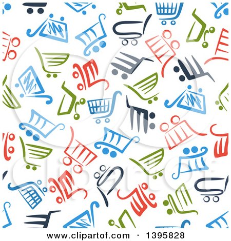 Clipart of a Seamless Background Pattern of Shopping Carts - Royalty Free Vector Illustration by Vector Tradition SM