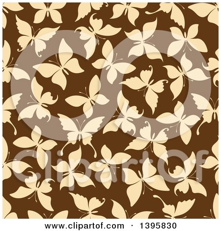 Clipart of a Seamless Background Pattern of Butterfly - Royalty Free Vector Illustration by Vector Tradition SM
