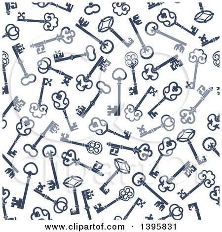 Clipart of a Seamless Background Pattern of Skeleton Keys - Royalty Free Vector Illustration by Vector Tradition SM