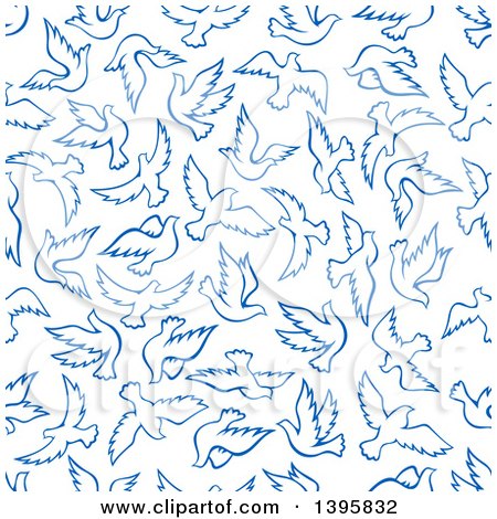 Clipart of a Seamless Background Pattern of Doves - Royalty Free Vector Illustration by Vector Tradition SM