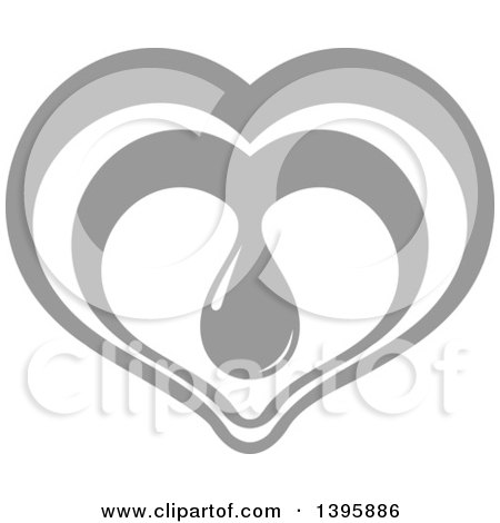 Clipart of a Gray Heart with a Blood Drop - Royalty Free Vector Illustration by Vector Tradition SM