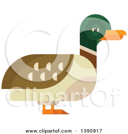 Clipart of a Flat Design Mallard Duck - Royalty Free Vector Illustration by Vector Tradition SM