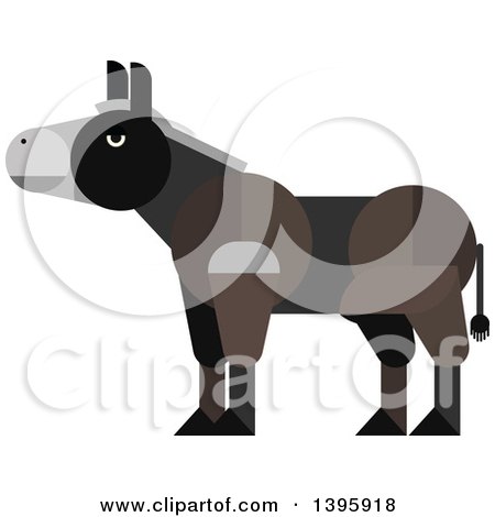 Clipart of a Flat Design Donkey - Royalty Free Vector Illustration by Vector Tradition SM