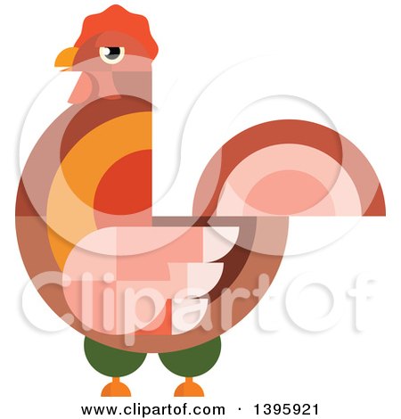 Clipart of a Flat Design Rooster - Royalty Free Vector Illustration by Vector Tradition SM