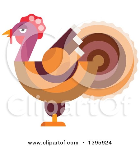 Clipart of a Flat Design Turkey - Royalty Free Vector Illustration by Vector Tradition SM