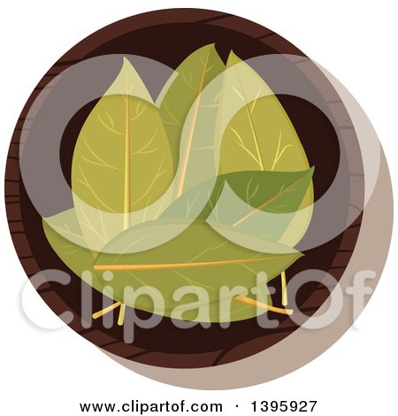 Clipart of a Small Bowl of Culinary Spices, Bay Leaves - Royalty Free Vector Illustration by Vector Tradition SM