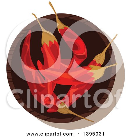 Clipart of a Small Bowl of Culinary Spices, Hot Chili Peppers - Royalty Free Vector Illustration by Vector Tradition SM