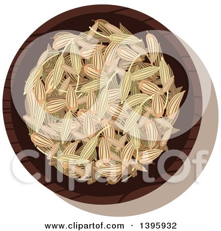 Clipart of a Small Bowl of Culinary Spices, Fennel - Royalty Free Vector Illustration by Vector Tradition SM