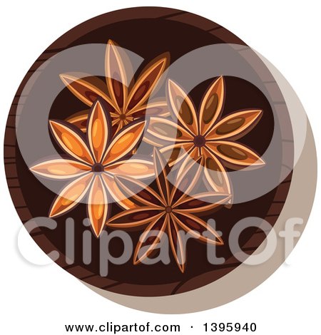 Clipart of a Small Bowl of Culinary Spices, Star Anise - Royalty Free Vector Illustration by Vector Tradition SM