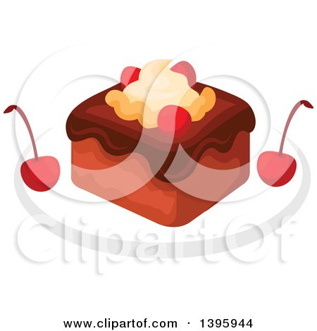 Clipart of a Piece of Cake with Cherries - Royalty Free Vector Illustration by Vector Tradition SM