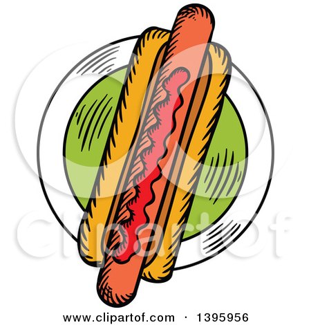 Clipart of a Sketched Hot Dog - Royalty Free Vector Illustration by Vector Tradition SM