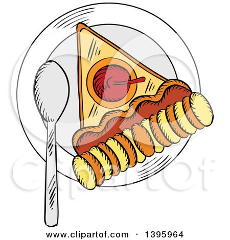 Clipart of a Sketched Slice of Pie - Royalty Free Vector Illustration by Vector Tradition SM
