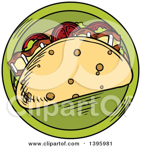 Clipart of a Sketched Taco - Royalty Free Vector Illustration by Vector Tradition SM