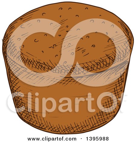 Clipart of a Sketched Rye Bread - Royalty Free Vector Illustration by Vector Tradition SM