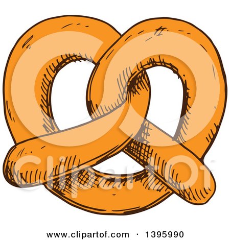 Clipart of a Sketched Soft Pretzel - Royalty Free Vector Illustration by Vector Tradition SM