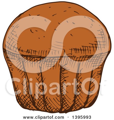 Clipart of a Sketched Muffin or Cupcake - Royalty Free Vector Illustration by Vector Tradition SM