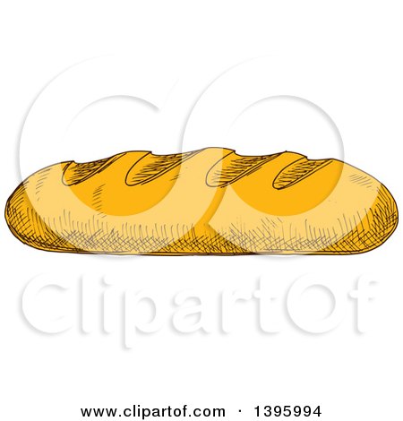 Clipart of a Sketched Loaf of French Bread - Royalty Free Vector Illustration by Vector Tradition SM