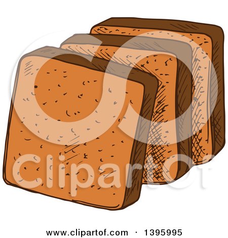 Clipart of Sketched Sliced Wheat Bread - Royalty Free Vector Illustration by Vector Tradition SM