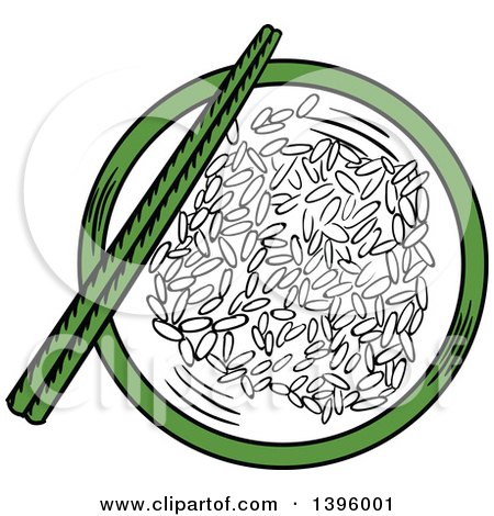 Clipart of a Sketched Bowl of Rice - Royalty Free Vector Illustration by Vector Tradition SM