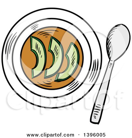 Clipart of a Sketched Argentine Cream Soup with Avocado - Royalty Free Vector Illustration by Vector Tradition SM
