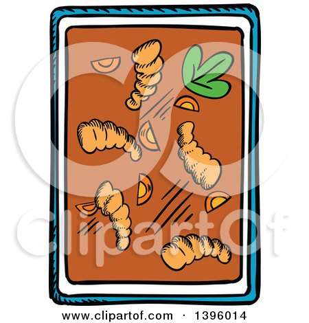 Clipart of a Sketched Asian Shrimp Dish - Royalty Free Vector Illustration by Vector Tradition SM