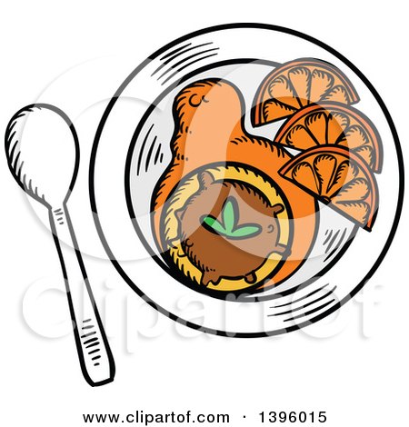 Clipart of a Sketched Argentine Dulce De Leche Dessert - Royalty Free Vector Illustration by Vector Tradition SM