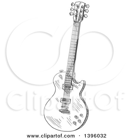 Clipart of a Gray Sketched Electric Guitar - Royalty Free Vector Illustration by Vector Tradition SM