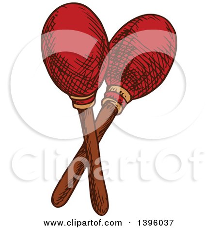 Clipart of a Sketched Pair of Maracas - Royalty Free Vector Illustration by Vector Tradition SM