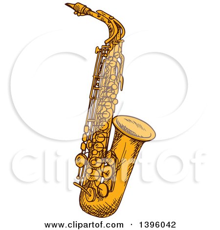 Clipart of a Sketched Saxophone - Royalty Free Vector Illustration by Vector Tradition SM