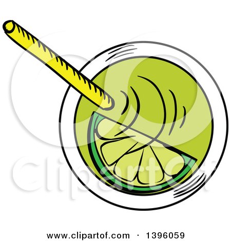 Clipart of a Sketched Lime Cocktail Caipirinha - Royalty Free Vector Illustration by Vector Tradition SM