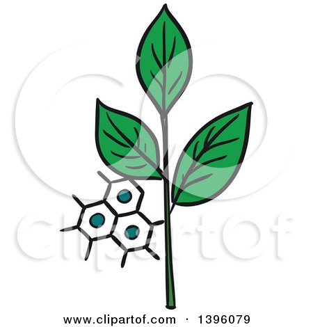 Clipart of a Sketched Plant and Structure - Royalty Free Vector Illustration by Vector Tradition SM