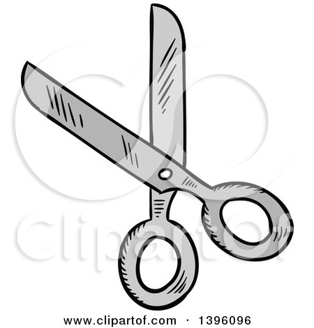 Clipart of a Sketched Pair of Scissors - Royalty Free Vector Illustration by Vector Tradition SM
