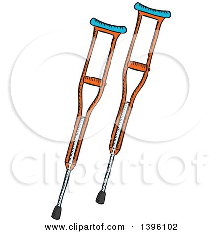Clipart of a Sketched Pair of Crutches - Royalty Free Vector Illustration by Vector Tradition SM