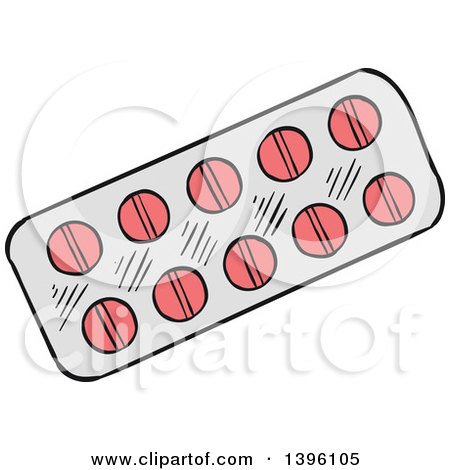 Clipart of a Sketched Pill Blister Pack - Royalty Free Vector Illustration by Vector Tradition SM