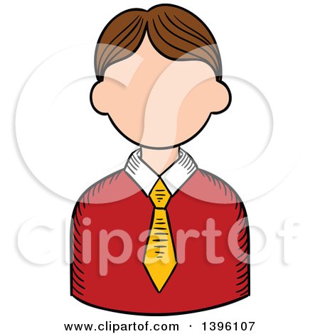 Clipart of a Sketched Caucasian Male Teacher Avatar - Royalty Free Vector Illustration by Vector Tradition SM